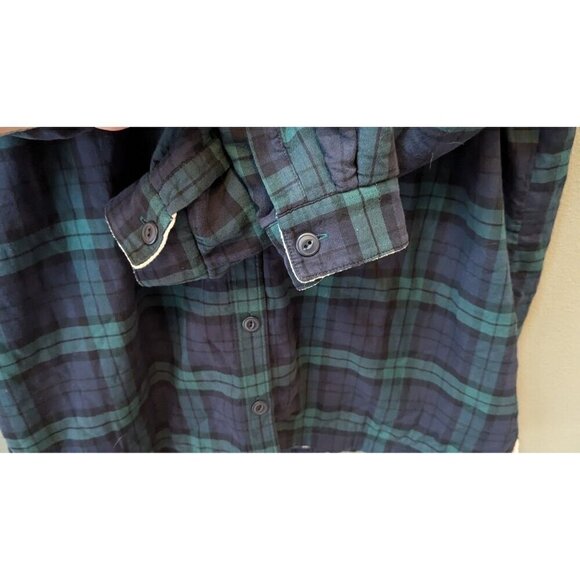 L.L. Bean Flannel Shacket Men's Large Plaid Black Watch Button Sweater - Picture 8 of 8